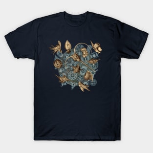 Ernst Haeckel Sepia Peridinea on Cerulean  Diatoms T-Shirt